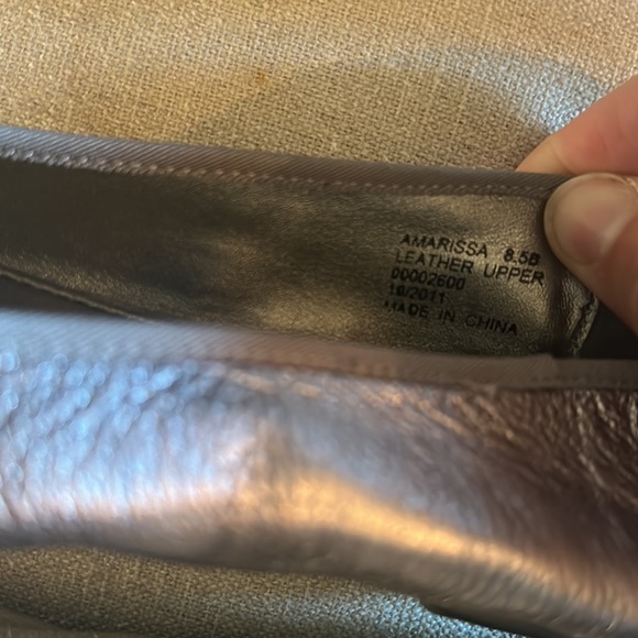 Lauren Ralph Lauren Amarissa Leather Metallic Ballet Flats Silver Size 8.5 - Picture 7 of 11